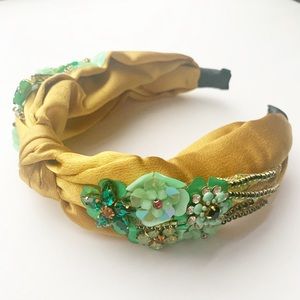 Gold Yellow and Green Embellished Headband